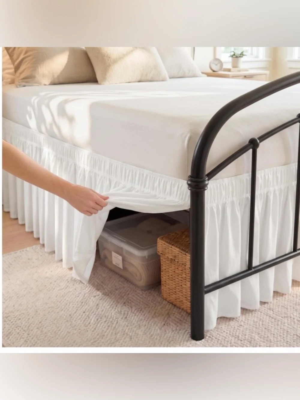 TWIN SIZE Bed Skirt Dust Ruffle 15” Drop - WARM WHITE